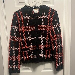 Vintage TALBOTS Petite PM Wool
Blend Black Pink Coral Plaid
Cardigan Sweater‎